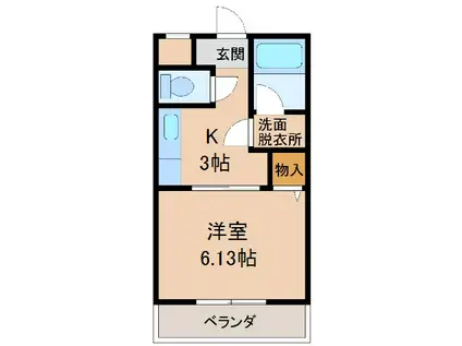 パインフィールド(1K/2階)の間取り写真
