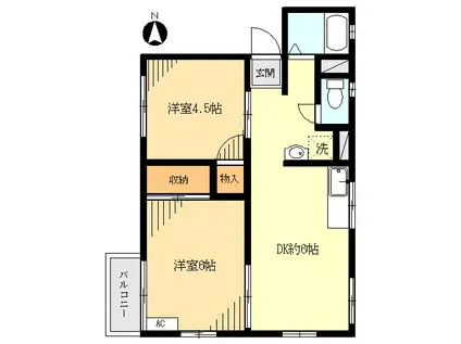 シティハイムビオラ(2DK/1階)の間取り写真