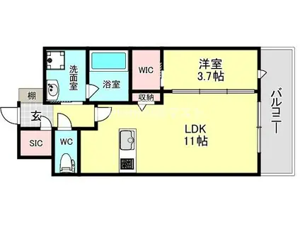 TEAL RESIDENCE BAY(1LDK/3階)の間取り写真