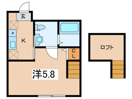 TINA 小田急相模原II(1K/2階)の間取り写真