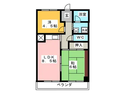 サンビレッジ中津川I(2LDK/3階)の間取り写真