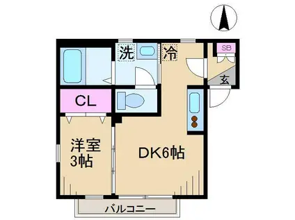 シャンテ(1DK/1階)の間取り写真