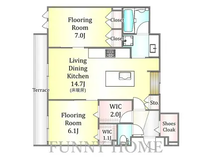  上目黒3丁目メゾン(2LDK/1階)の間取り写真