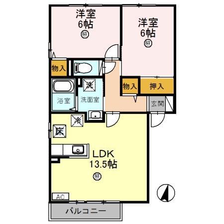 トゥルースタウン(2LDK/1階)の間取り写真