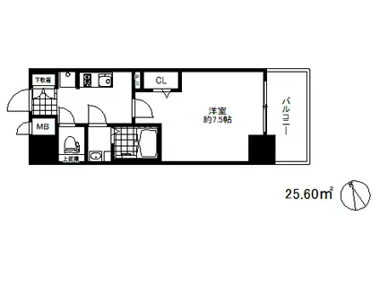 プレサンスザ神戸(1K/7階)の間取り写真