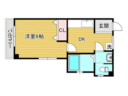 グランブルー中山手(1K/3階)の間取り写真