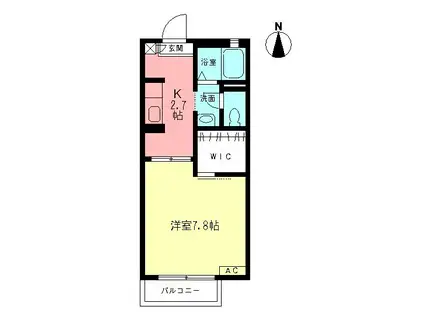 ウイルコート(1K/1階)の間取り写真