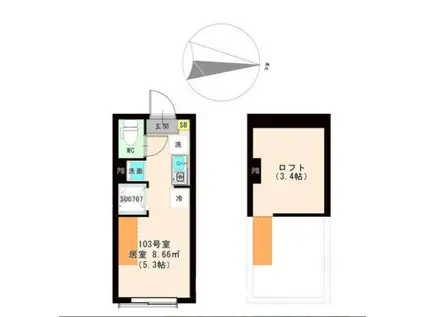 THE MARIS COURT 練馬(ワンルーム/1階)の間取り写真