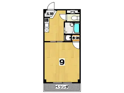 プロバーI(1K/3階)の間取り写真