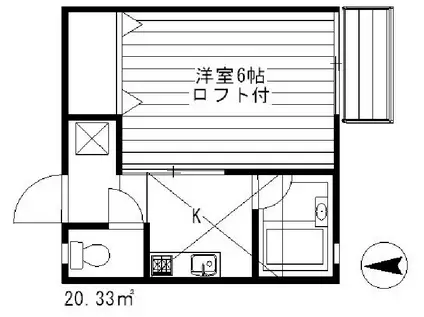 サニーハイツ(1K/2階)の間取り写真