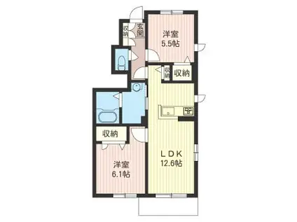 フォレスタ三昭B(2LDK/1階)の間取り写真