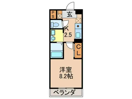 FIRST COURT五条新町(1K/7階)の間取り写真