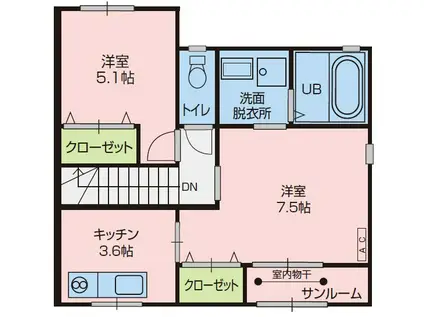 クローバーB(2K/2階)の間取り写真