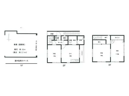 細江メゾネット3階(3DK/1階)の間取り写真