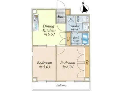 コアロード板橋(2DK/4階)の間取り写真