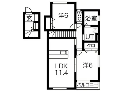 サンリッチD棟(2LDK/2階)の間取り写真