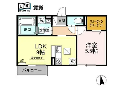 ミッドレジデンス A A棟(1LDK/1階)の間取り写真
