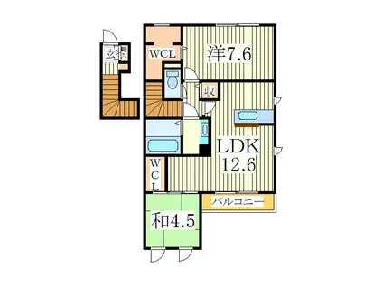 東武野田線 増尾駅 徒歩22分 2階建 築11年(2LDK/2階)の間取り写真