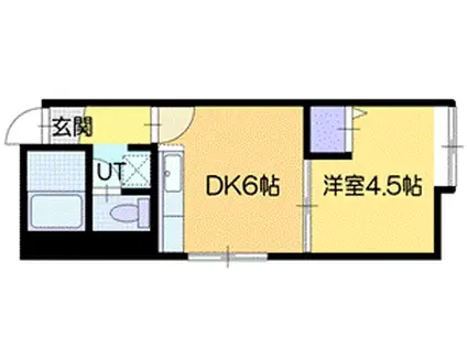 ヴィレッジ厚別II(1DK/2階)の間取り写真