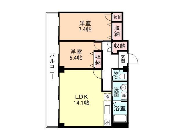 センチュリー山室(2LDK/4階)の間取り写真