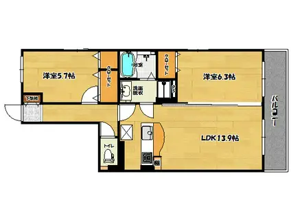 LAKE LALIQUE(2LDK/5階)の間取り写真