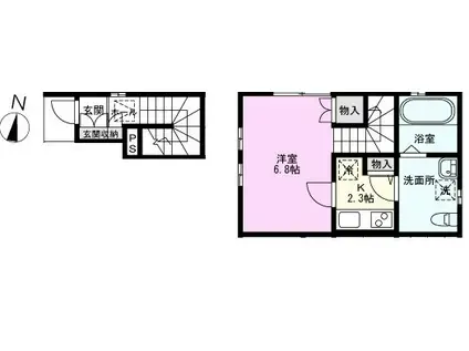 オランジェテラスII(1K/2階)の間取り写真