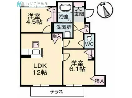 シャーメゾン光(2LDK/1階)の間取り写真