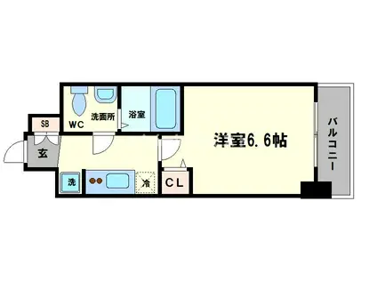 ワールドアイ阿波座ウエスト(1K/7階)の間取り写真