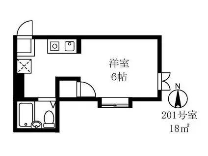 グレースハイム(ワンルーム/2階)の間取り写真