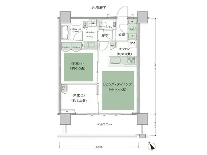 シティタワー新宿(2LDK/22階)の間取り写真