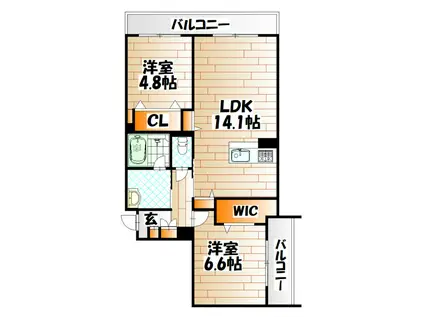 グランカルム足立(2LDK/2階)の間取り写真