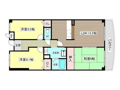 ウエストヒルズIII(3LDK/4階)の間取り写真