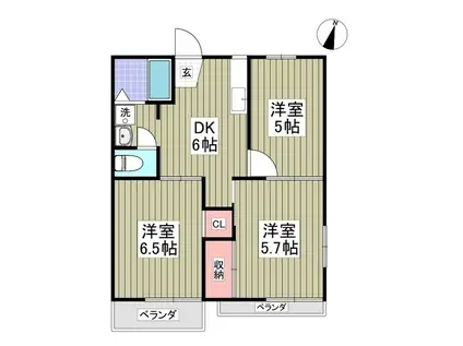 富士見コーポB棟(3DK/1階)の間取り写真