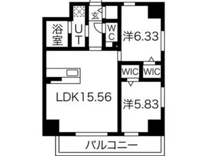 GRANDUKE吹上(2LDK/2階)の間取り写真