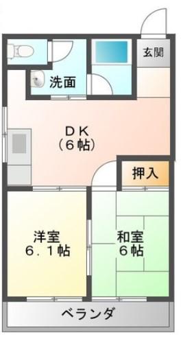 センタービレッジ(2DK/2階)の間取り写真