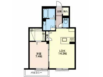 オーベルテューレ(1LDK/2階)の間取り写真