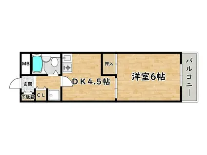 プレジデントきたやま(1DK/3階)の間取り写真