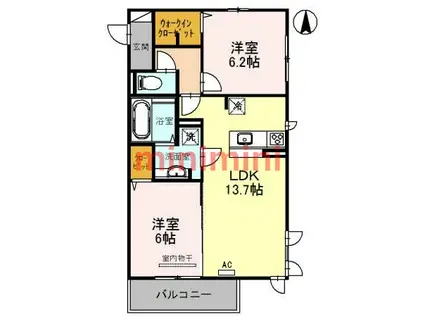 モナルダ東宮(2LDK/1階)の間取り写真