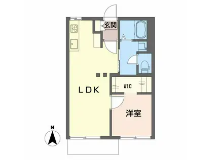 ハリープラザ三陽H棟(1LDK/1階)の間取り写真