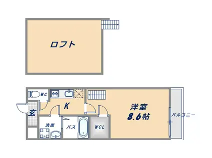 リバーサイド金岡七番館(1K/2階)の間取り写真