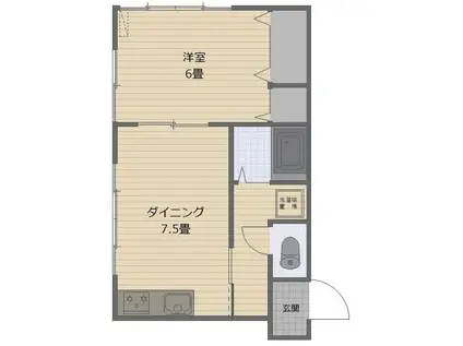 ハウスメイトII(1DK/1階)の間取り写真