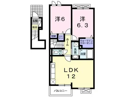 カーサ フェリーチェ A(2LDK/2階)の間取り写真