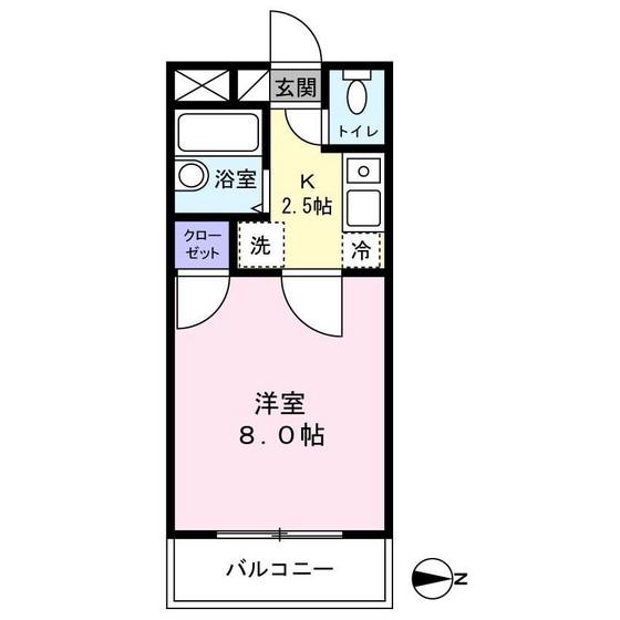 パルミラ津高(1K/4階)の間取り写真