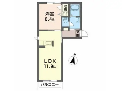 メゾンアースA(1LDK/1階)の間取り写真