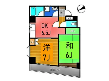 リバーサイドサイトー(2DK/3階)の間取り写真