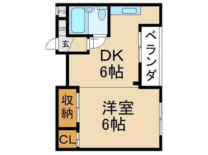 MSMハイツ(1DK/3階)の間取り写真