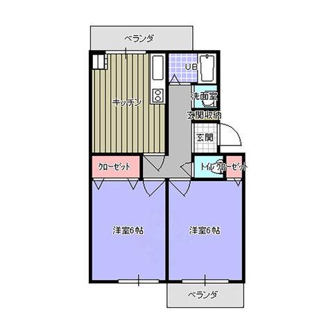 グリーンヒルズ土山(2DK/2階)の間取り写真