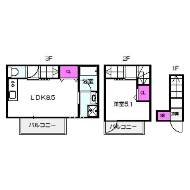ROYAL RESIDENCE 大和田パークフロント(1LDK/2階)の間取り写真