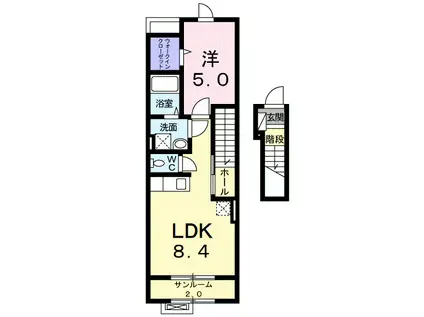 ハウス フリーデ(1LDK/2階)の間取り写真