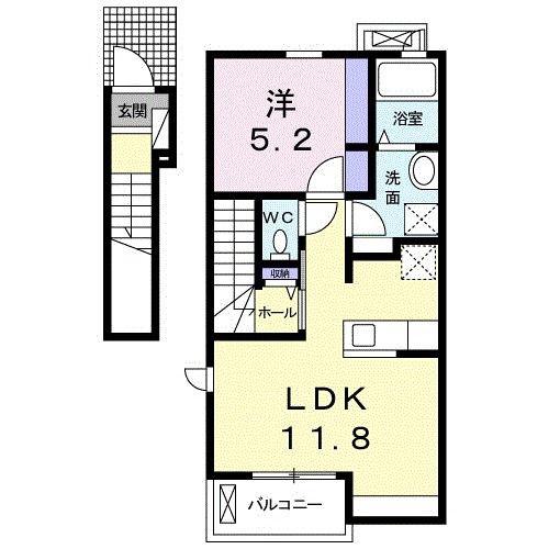 フィウメ ミヤ 19(1LDK/2階)の間取り写真